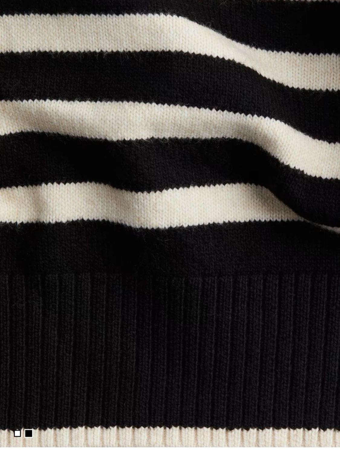 Overzised Svartvit randig polotröja stickad - 1