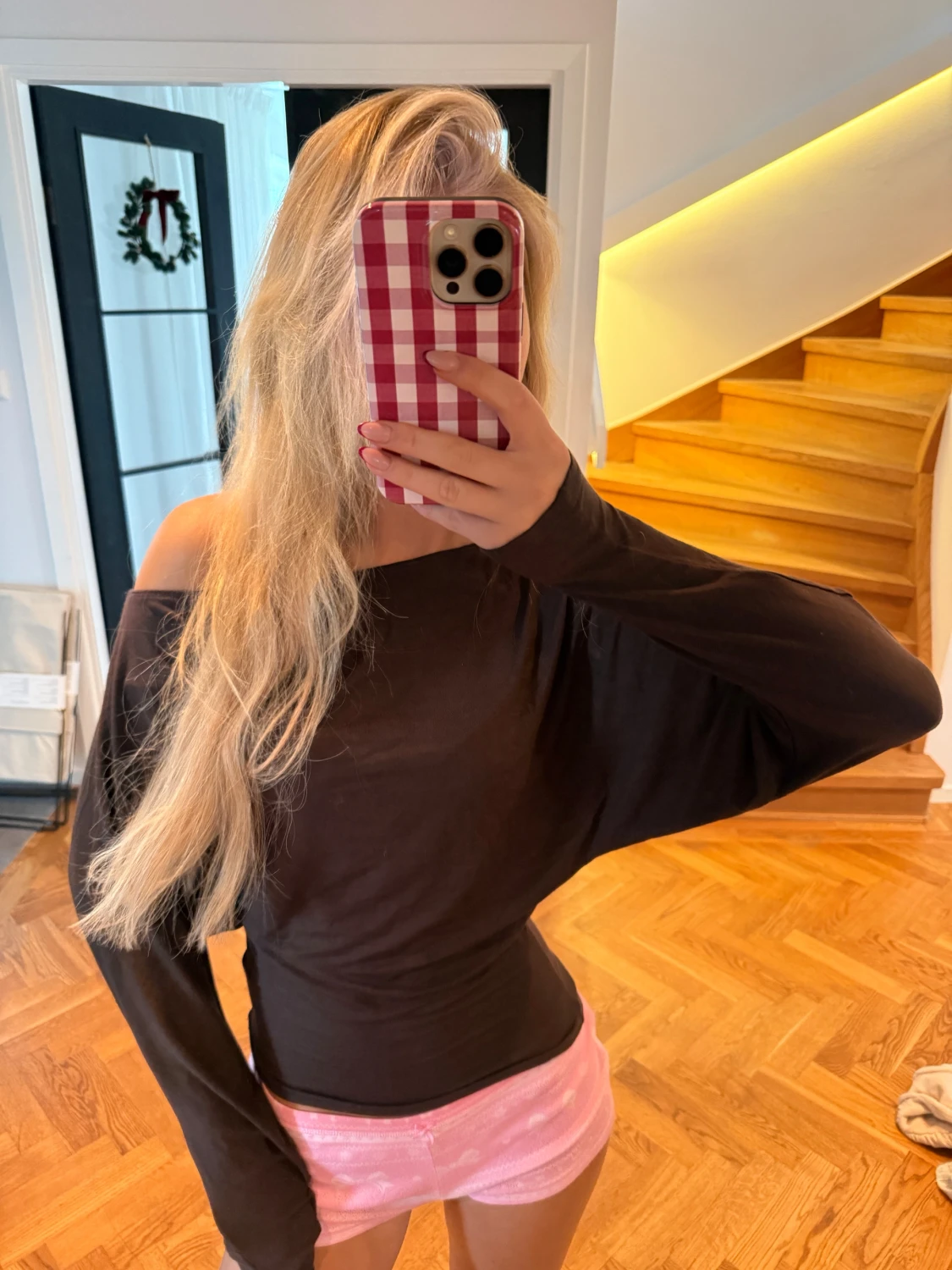 Brun offshoulder långärmad topp - 4