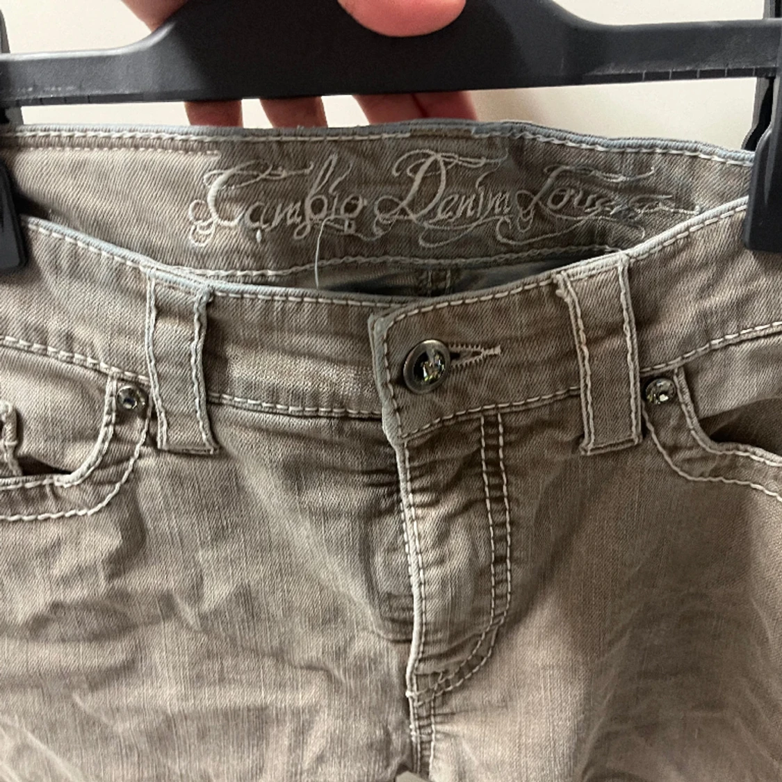 Grå lågmidjade jeans - 91