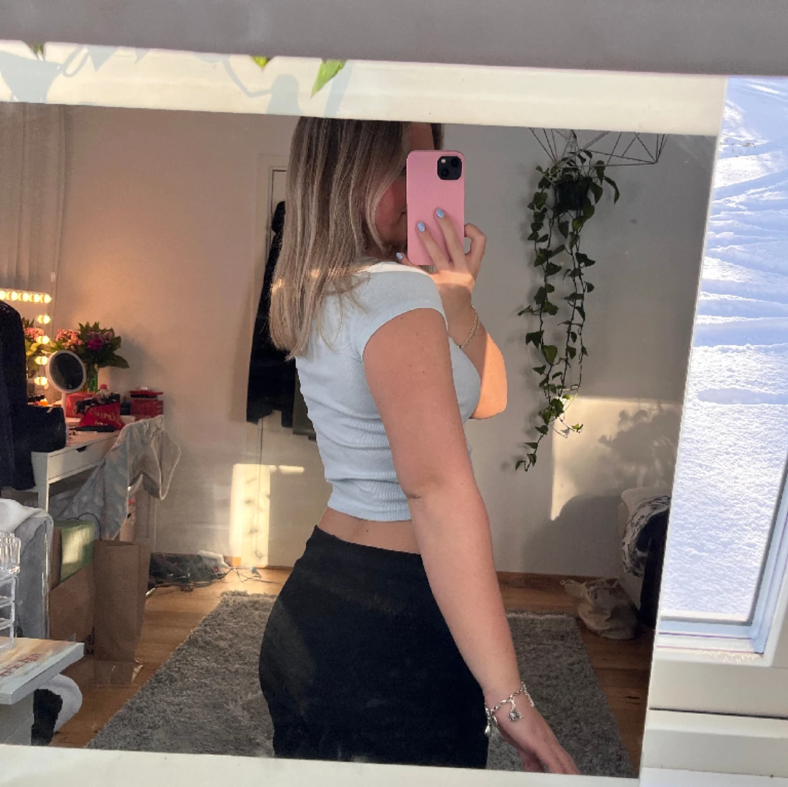 Ljusblå crop top - 90