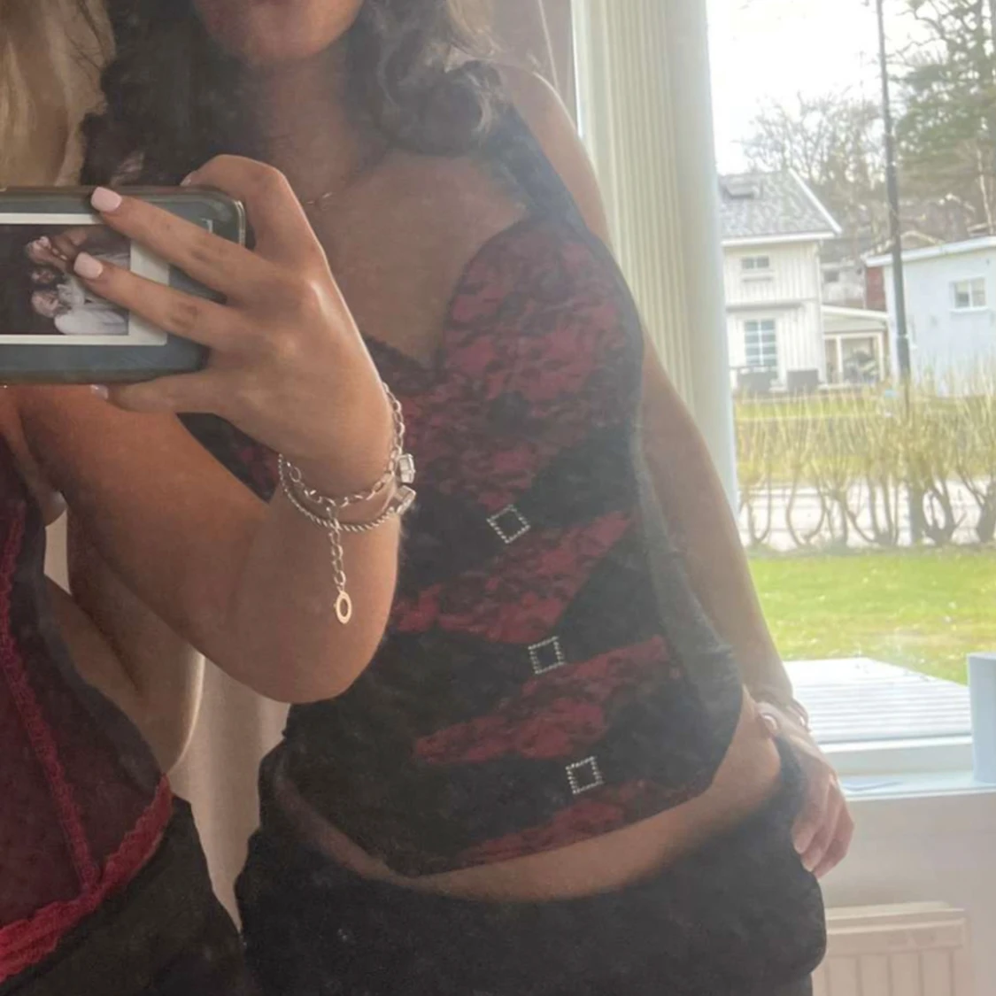 Röd och svart Korsett - 90