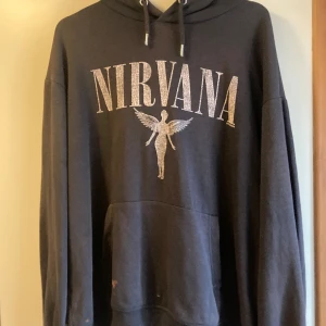 Nirvana hoodie  - En nirvana hoodie från hm. Storlek M men oversized. Har två små klorin fläckar. Endast swish. Kontakta mig om du är intresserad. Köparen står för frakten.