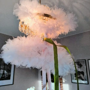 Tyllvingar, nya - Helt nya tyllvingar gjorda av mig till en tilltänkt fotografering som ej blev av. Gjorda på nytt material. Jag har satt fast rosa band på vingarna men jag skickar med nya gröna sidenband också. Väldigt stabila och hållbara. 