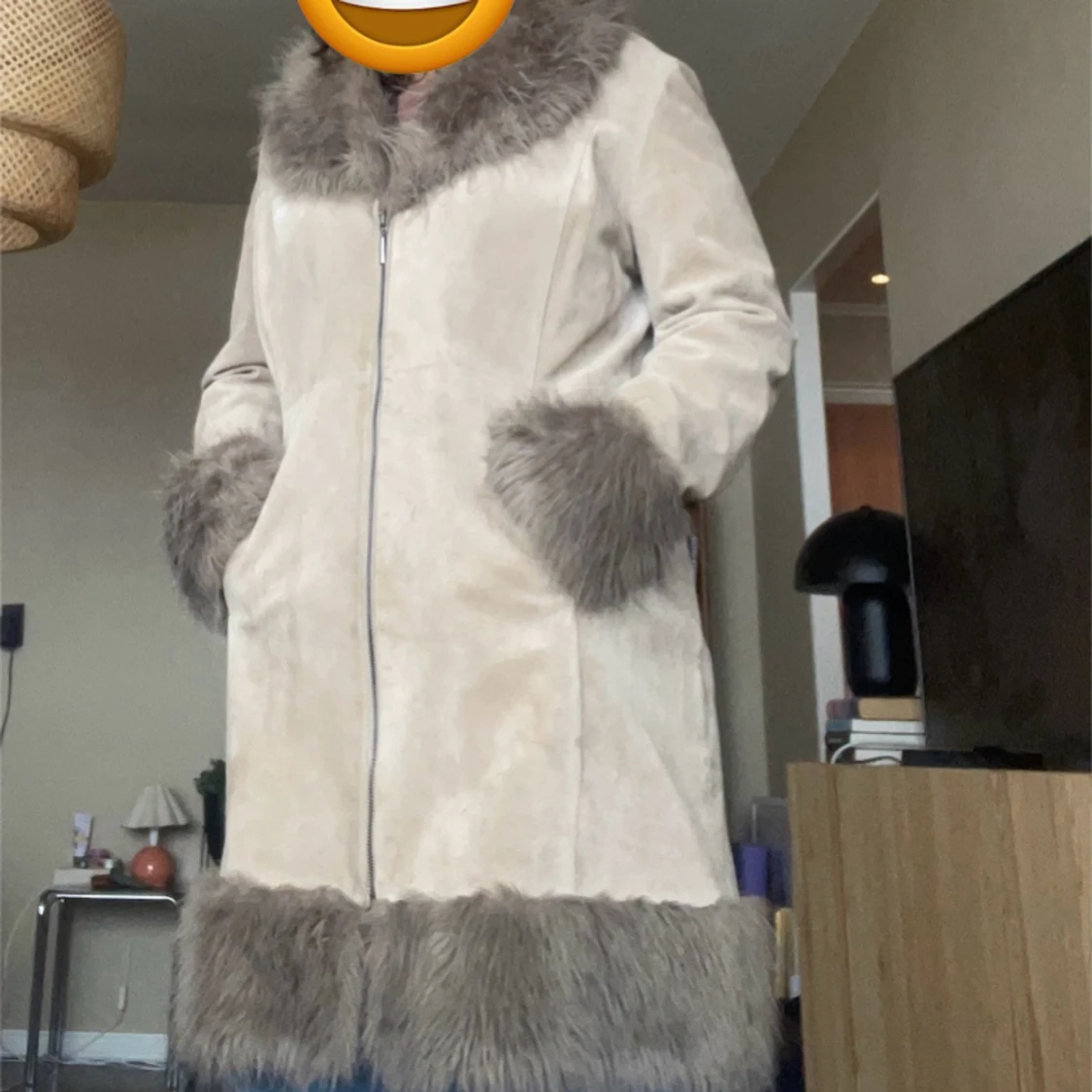 Skinnkappa med päls  - 90