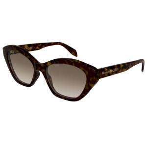 Säljer ett par super snygga solglasögon från Alexander McQueen,  modell: AM0355S 002 5417 Färg: brun, spräckliga Köpts för 3350kr, knappt använda så inga defekter🤎 Köparen står själv för eventuell fraktkostnad! 