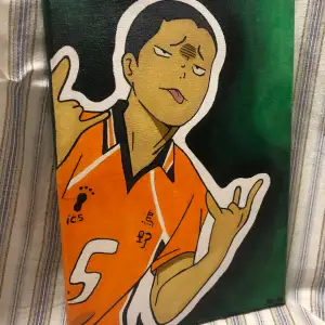 Handmålad tavla på anime karaktären Tanaka från serien Haikyuu 