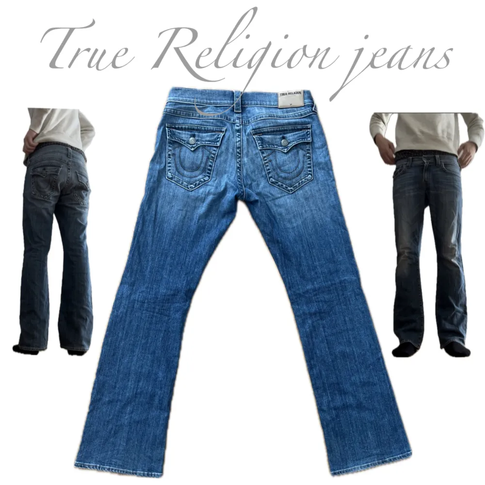 True religion jeans med lite stretch. Strl 32/33 Fint skick! Midja - 88 cm Innerbenslängd - 84 cm Benöppning - 24 cm. Jeans & Byxor.