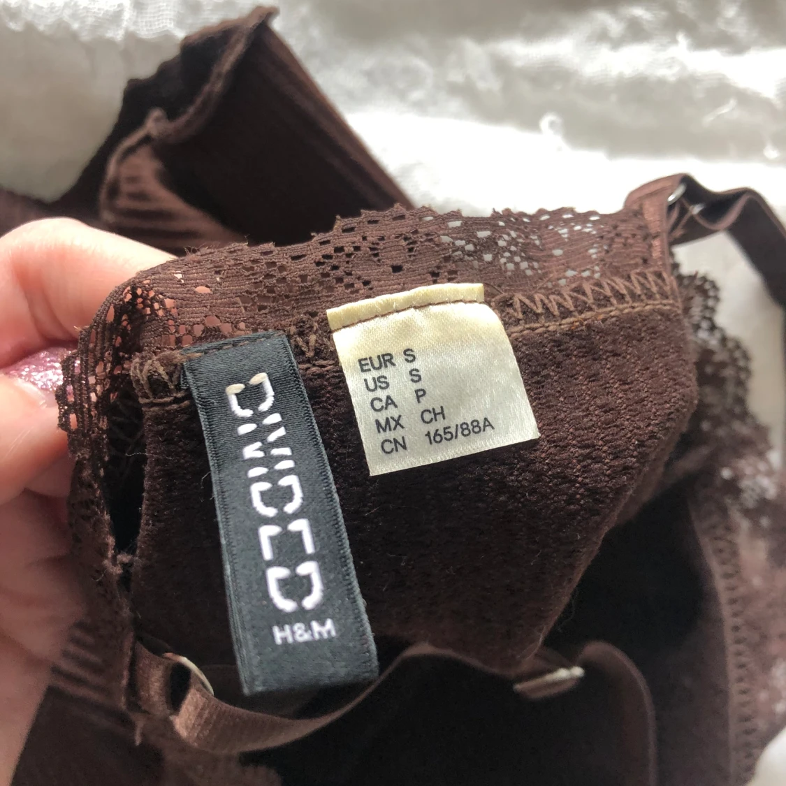 Brunt linne med spets - 91