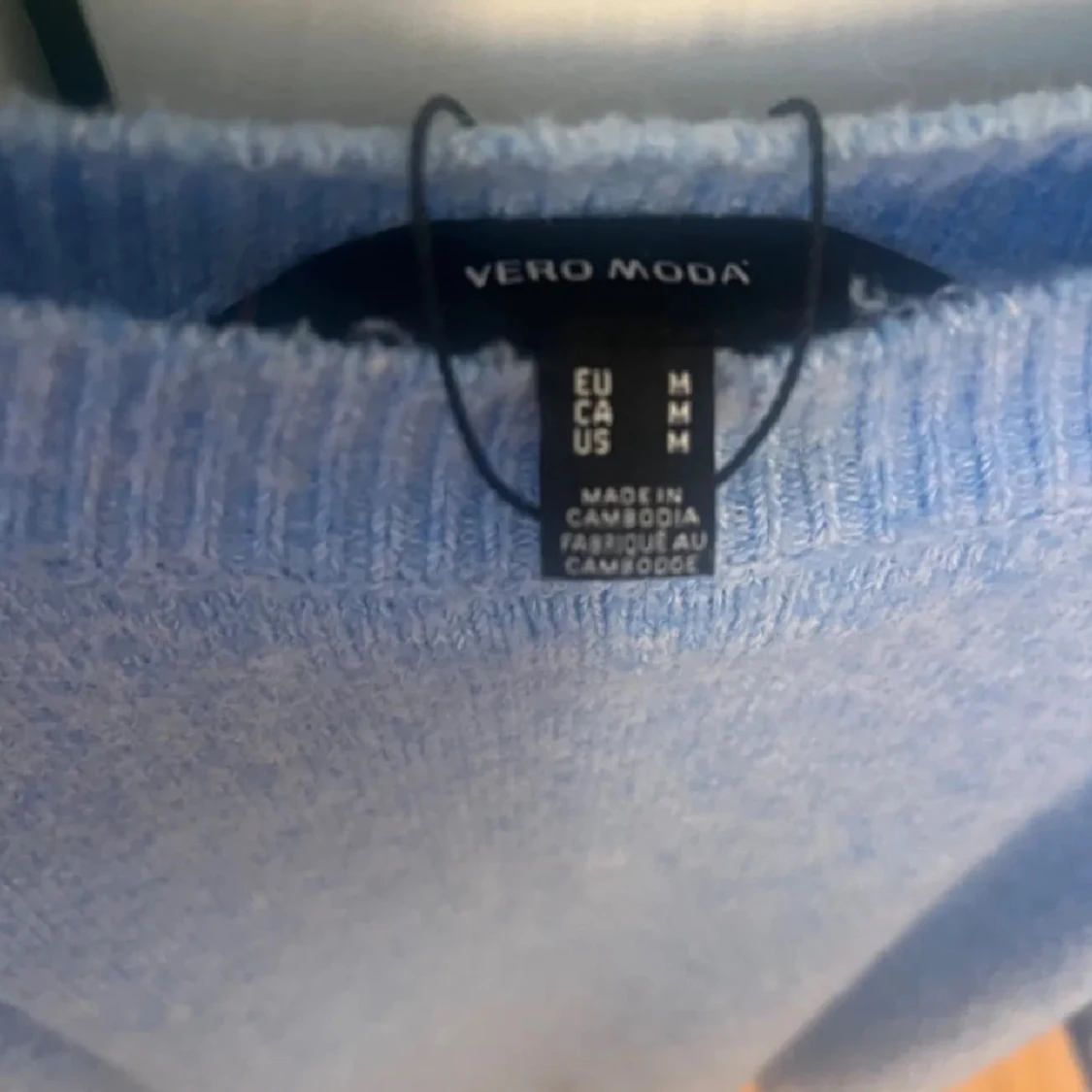 Ljusblå Stickad Kortärmad Tröja - 90