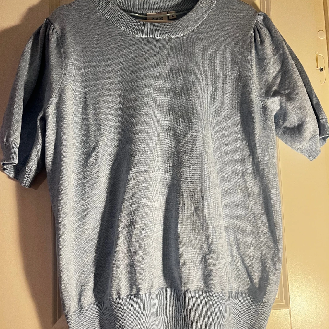 Blå stickad tröja  - 90