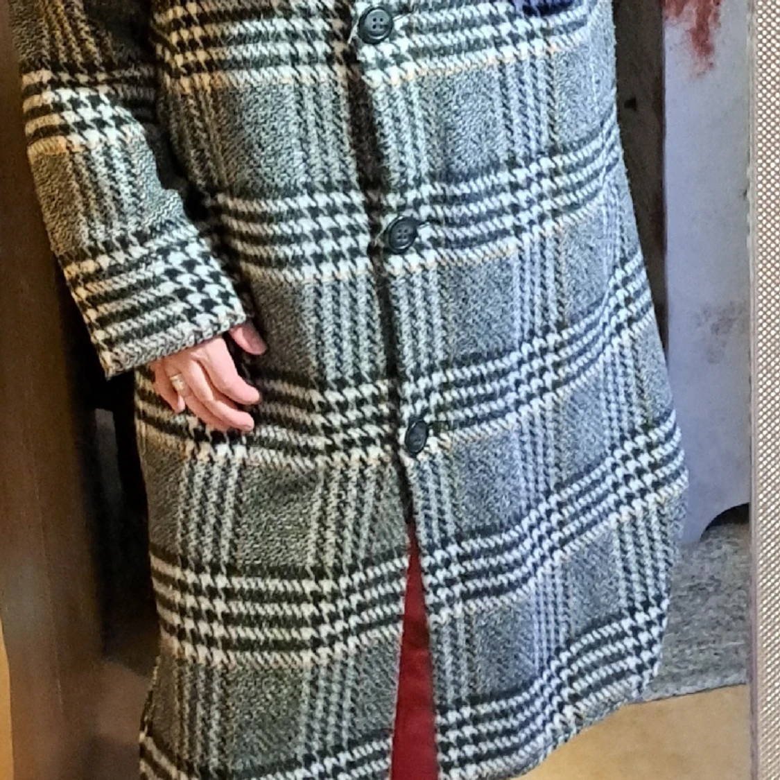 Kappa i grått rutigt tyg - 91