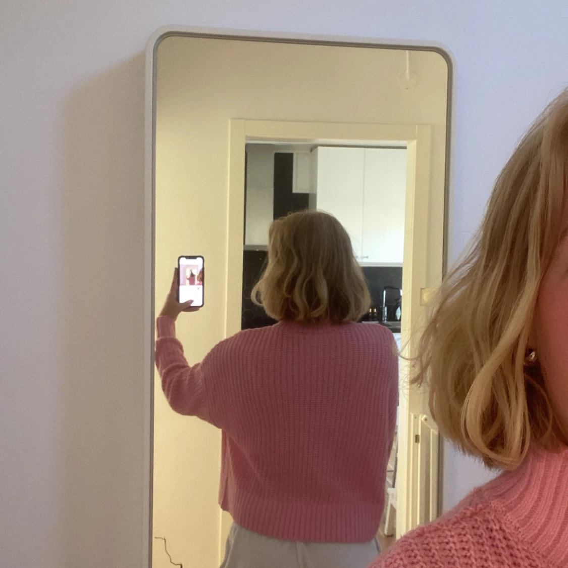 Rosa stickad tröja  - 90