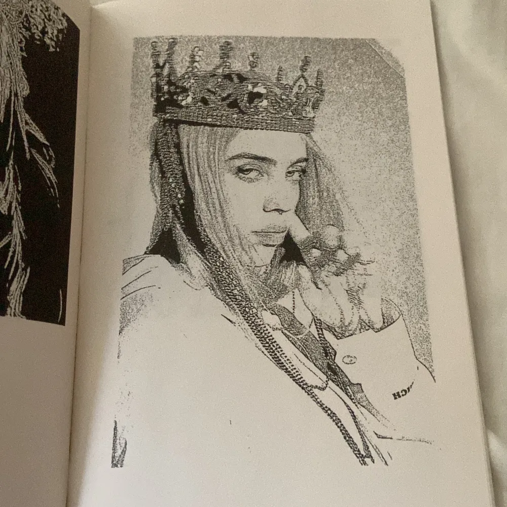 Billie Eilish färgläggningsbok men massa bilder att färglägga. Inget är målat i den. . Övrigt.