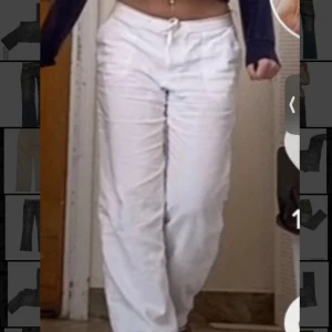 Vita lågmidjade linnebyxor - Ett par vita lågmidjade linnebyxor från bonprix. Jättefina med raka ben och fickor fram och bak. Hör av dig vid fler frågor🩷
