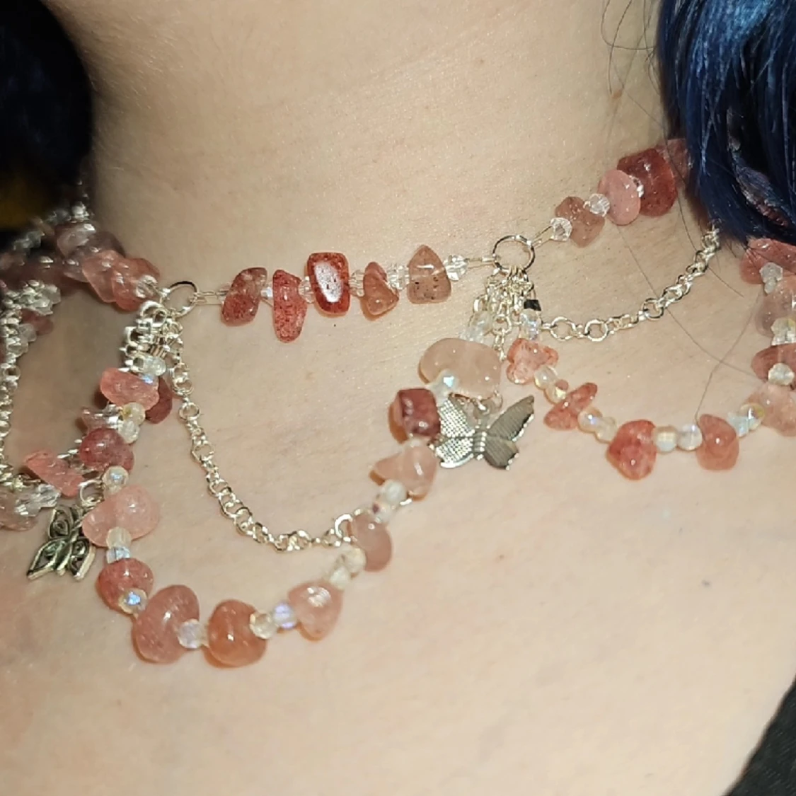 Jordgubbskvarts halsband - 90