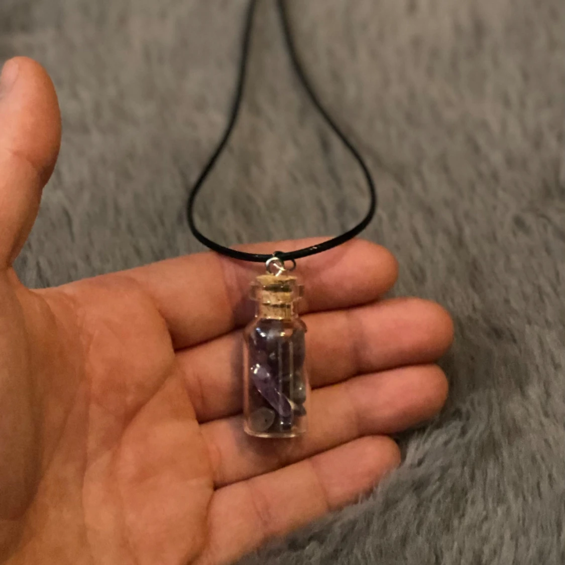 Ametistchips i glasflaska Halsband Handgjort