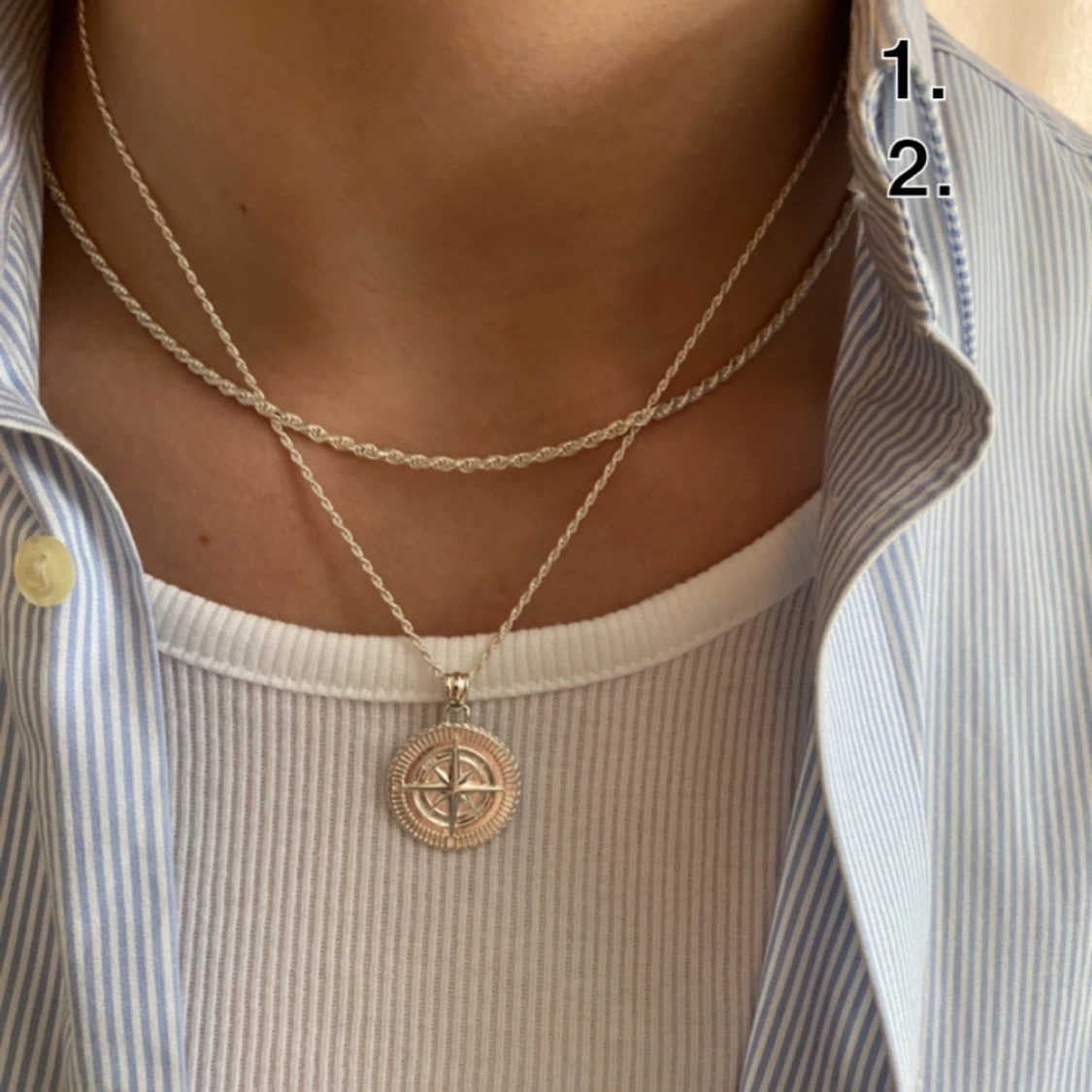 Silver halsband pendant compass