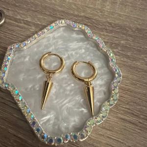 Guld örhängen  - Guld örhängen, använt dom kanske 3 gånger. Frakten kostar 15:)