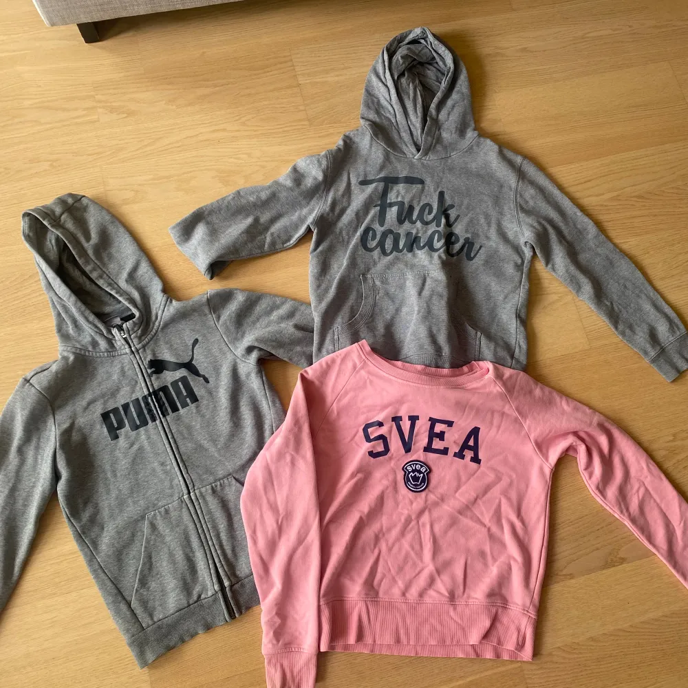 Svea sweatshirt Puma hoodie  Fuck cancer hoodie Alla fint skick. Paketpris. Hoodies.