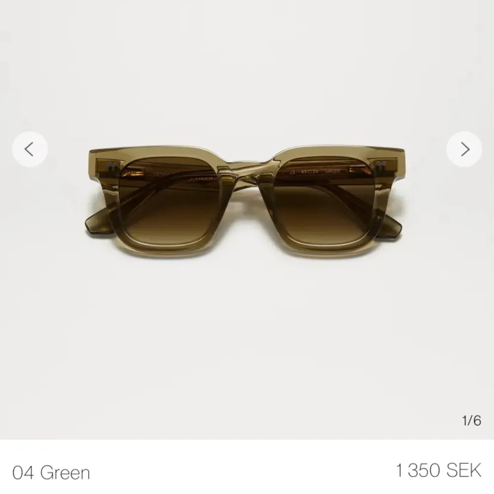 Solglasögon från chimi i modellen 04 och färgen grön, väldigt sparsamt använda! Skickas i sina orginialförpackningar. Kontakta om du har några frågor, pris kan diskuteras💚. Övrigt.