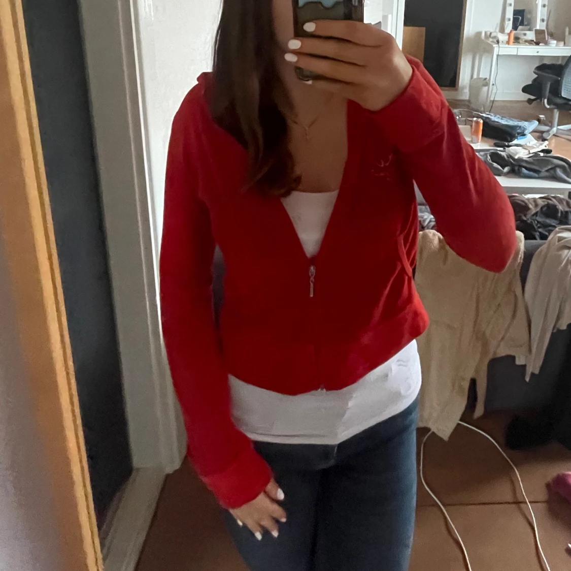 croppad velour zip up