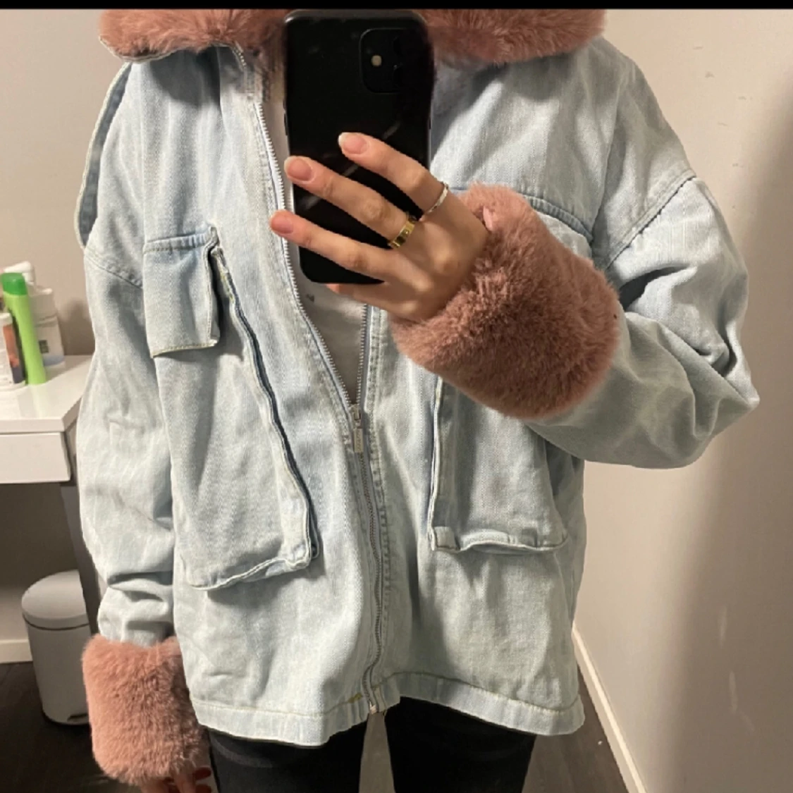 jeansjacka med päls - 90