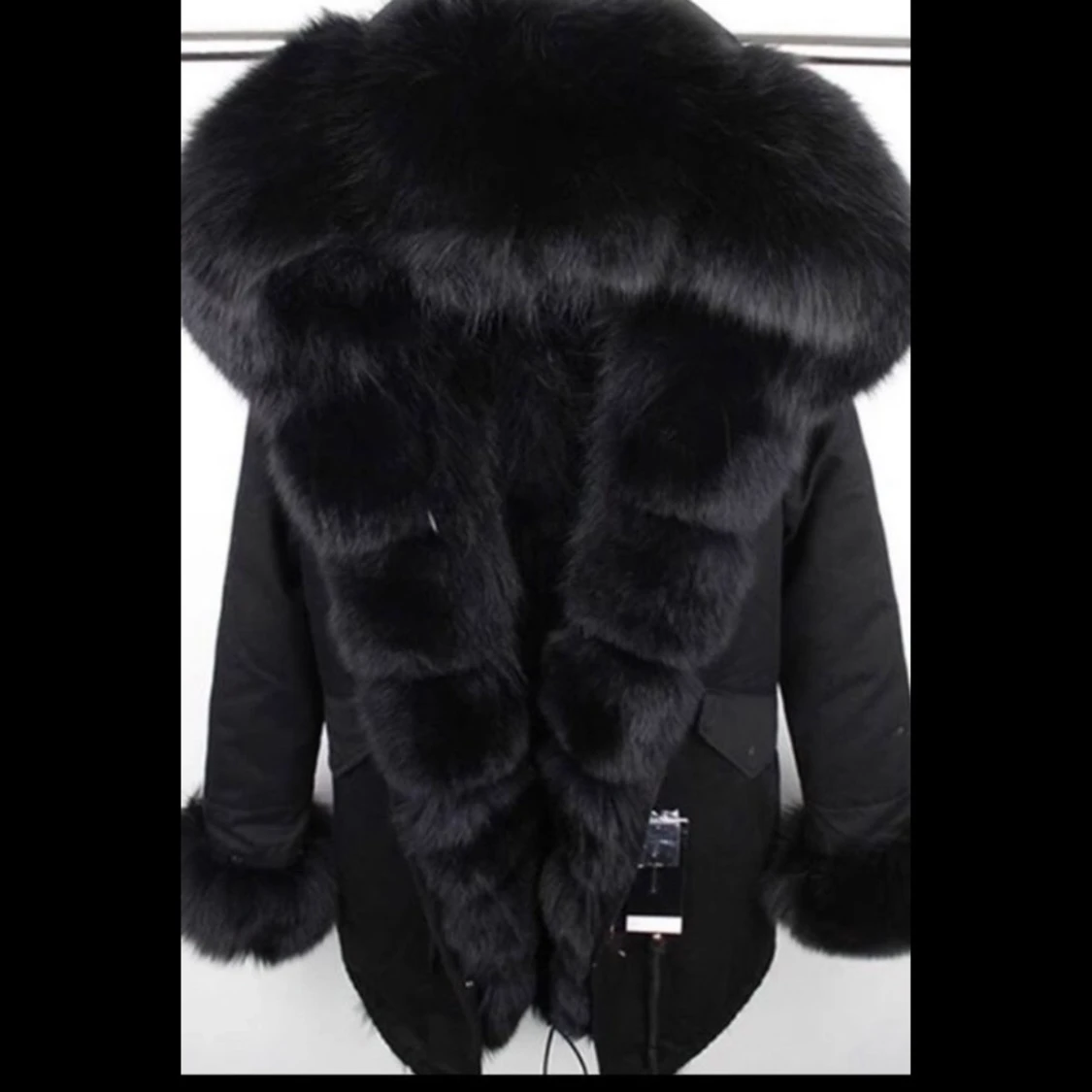 Vinter svart jacka  med svart äkta päls