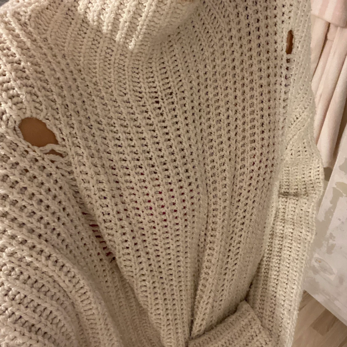 Vit stickad tröja  - 90