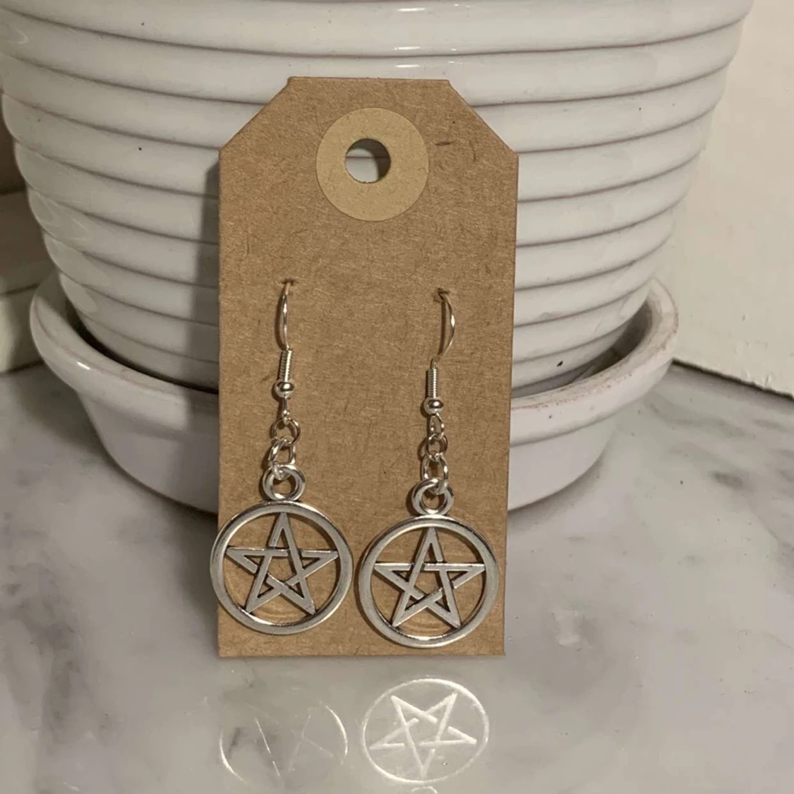 Silverörhänge pentagram