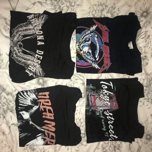 T-shirts  - Säljer 4 jättefina t-shirts. 3 av dem är från Gina. Dem är i storlek xxs/xs/s. Säljer 1 för 30kr/st eller allihop för 100kr. Pris är diskuterbart💗 köpare står för frakt💗