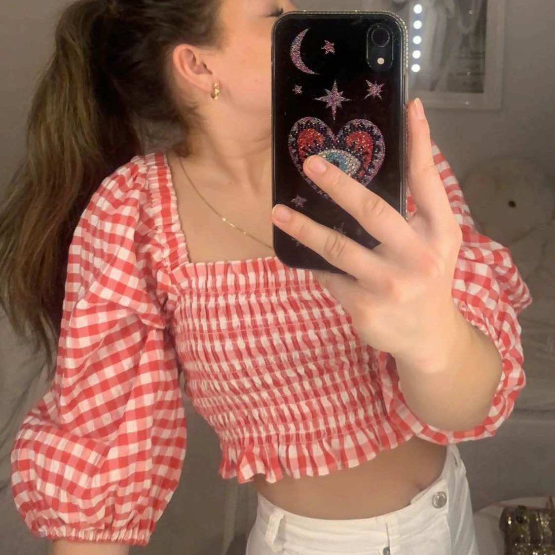 Röd rutig topp❤️