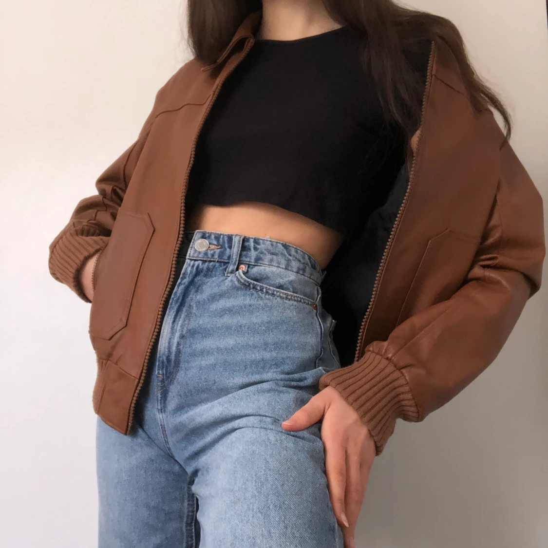 Oversize skinnjacka - 90