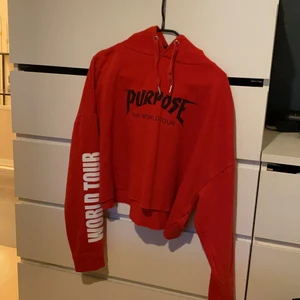Röd purpose tour tröja  - Purpose the world tour tröja. Köpt på H&M. Osäker på storleken då jag har klippt bort lappen men skulle gissa på 36.
