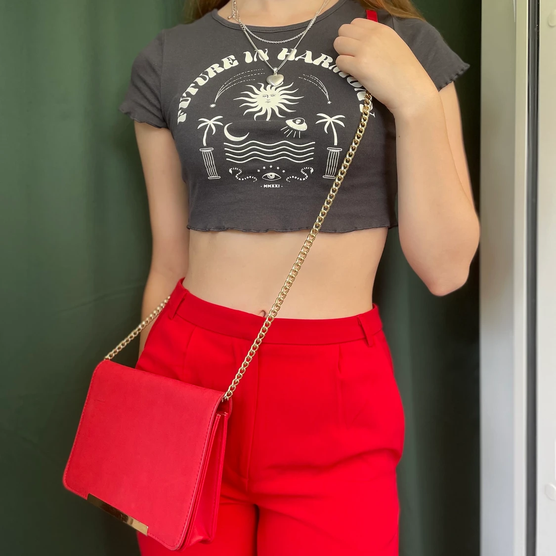 Handväska röd Lindex