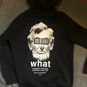 Hoodie med tryck - En cool hoodie med tryck på baksidan av tjocktröjan. Använd en gång och är i storlek XS men passar mig som är S men även ni som har XS :D. 100kr eller högst bud🥰🥰