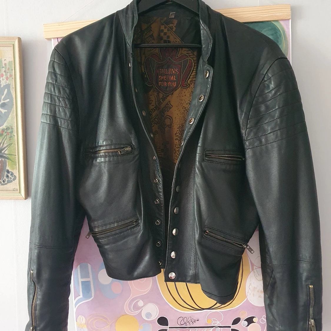 Vintage biker skinnjacka