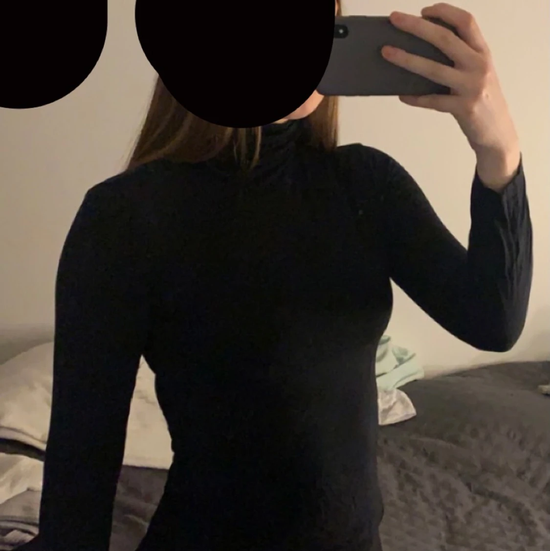 Långärmad svart tröja med hög hals - 90