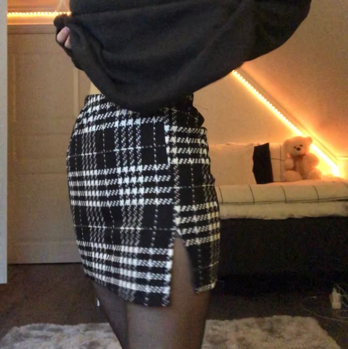 Rutig kjol med slits 💕 - 90