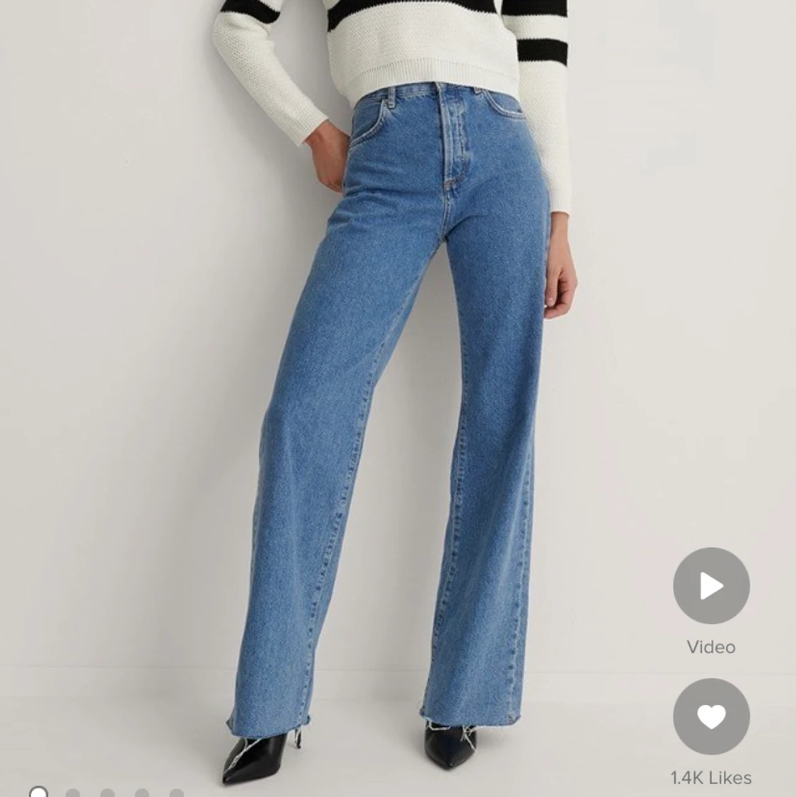 Jättefin stickad randig tröja - 91