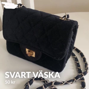 Svart väska  - Svart väska med kedja. Den är använd, därför lite sliten där man stänger den men annars är den fortfarande i bra skick. Skriv privat för mer info eller bilder.😊💕