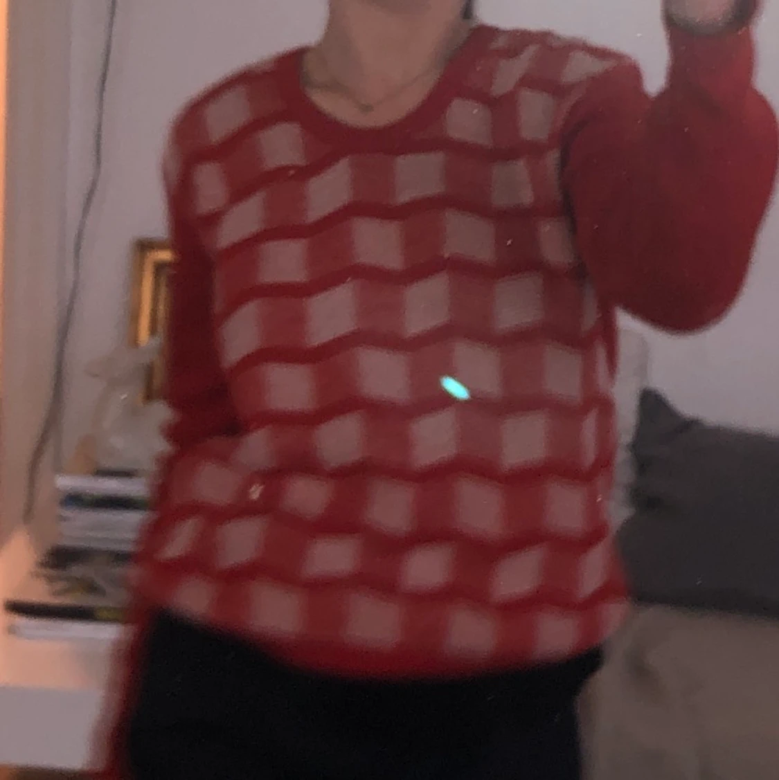 Mönstrad tröja, röd/orange/beige - 91