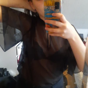 Svart meshtröja - Jättefin svart meshtröja med klockade ärmar, krage och ett spänne. 