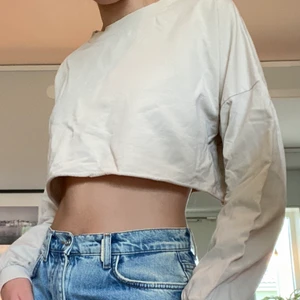 Croppad tröja från PrettyLittleThing  - Beige crop top med långa ärmar. Bra skick. Kommer inte ihåg storleken men skulle säga att den passar S. Köparen står för frakten.
