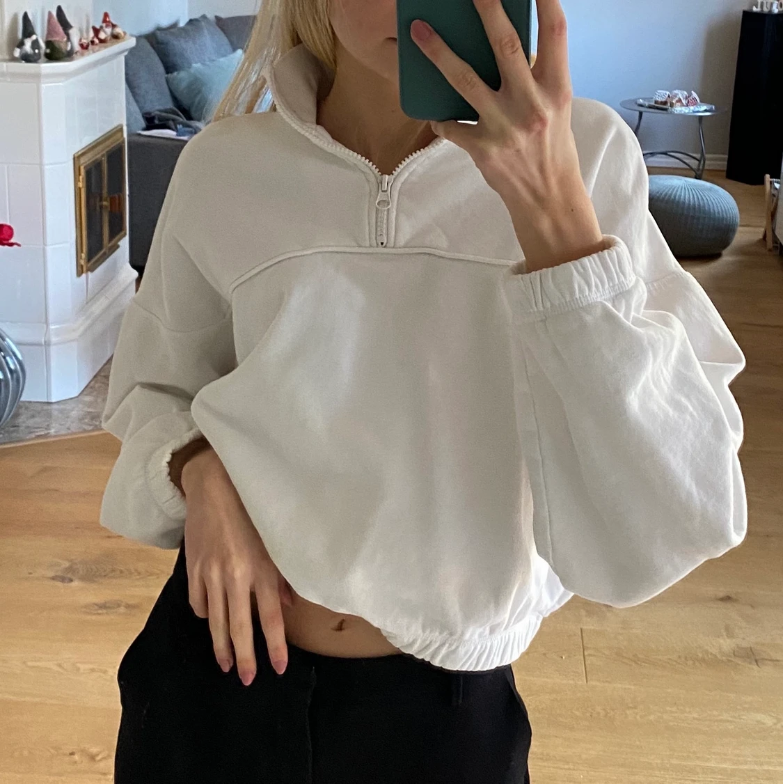 Vit tröja med dragkedja - 91