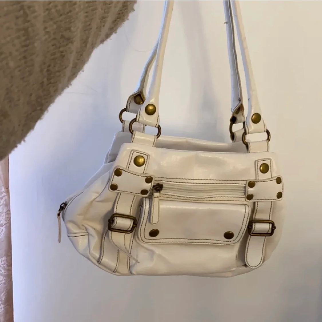 Vit retro läderväska - 90
