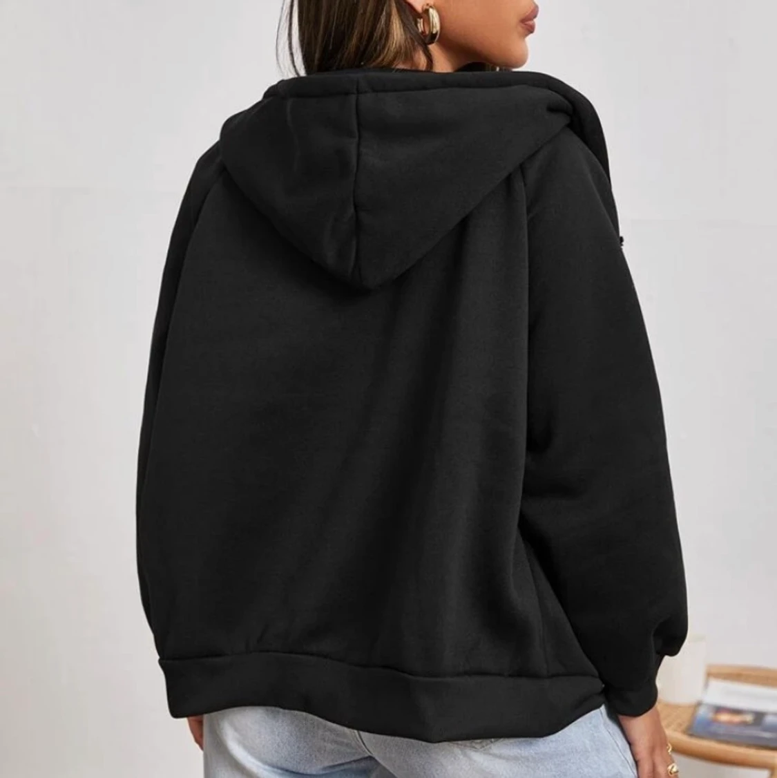 Svart ziphoodie - 90