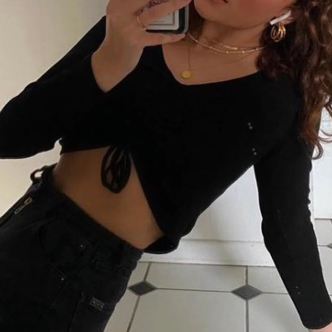 Svart ruche topp - 90