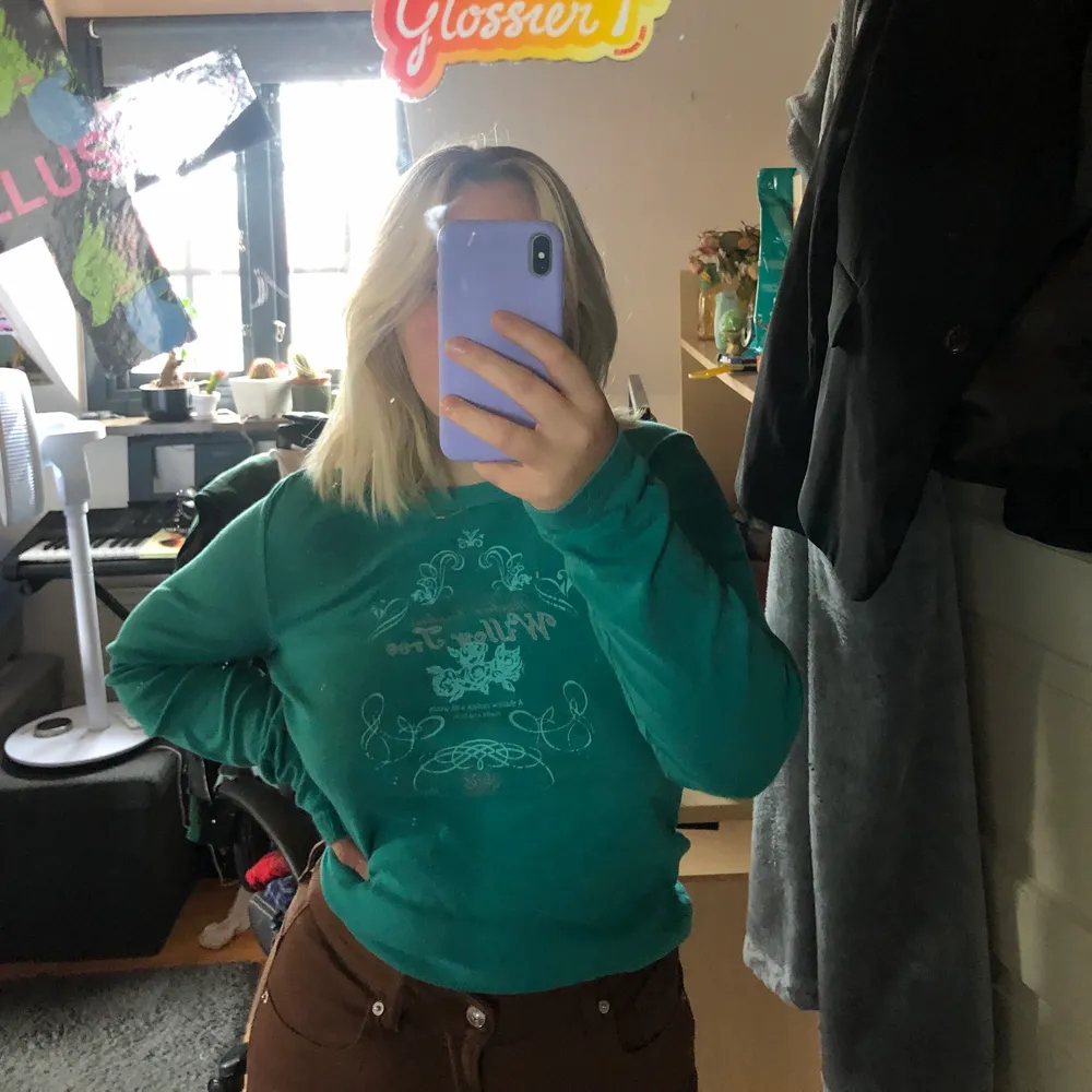 Grönblå långärmad tröja i tightare modell. Används tyvärr inte tillräckligt av mig, därför väljer jag att sälja den vidare :( Jättesnygg till jeans! . Toppar.