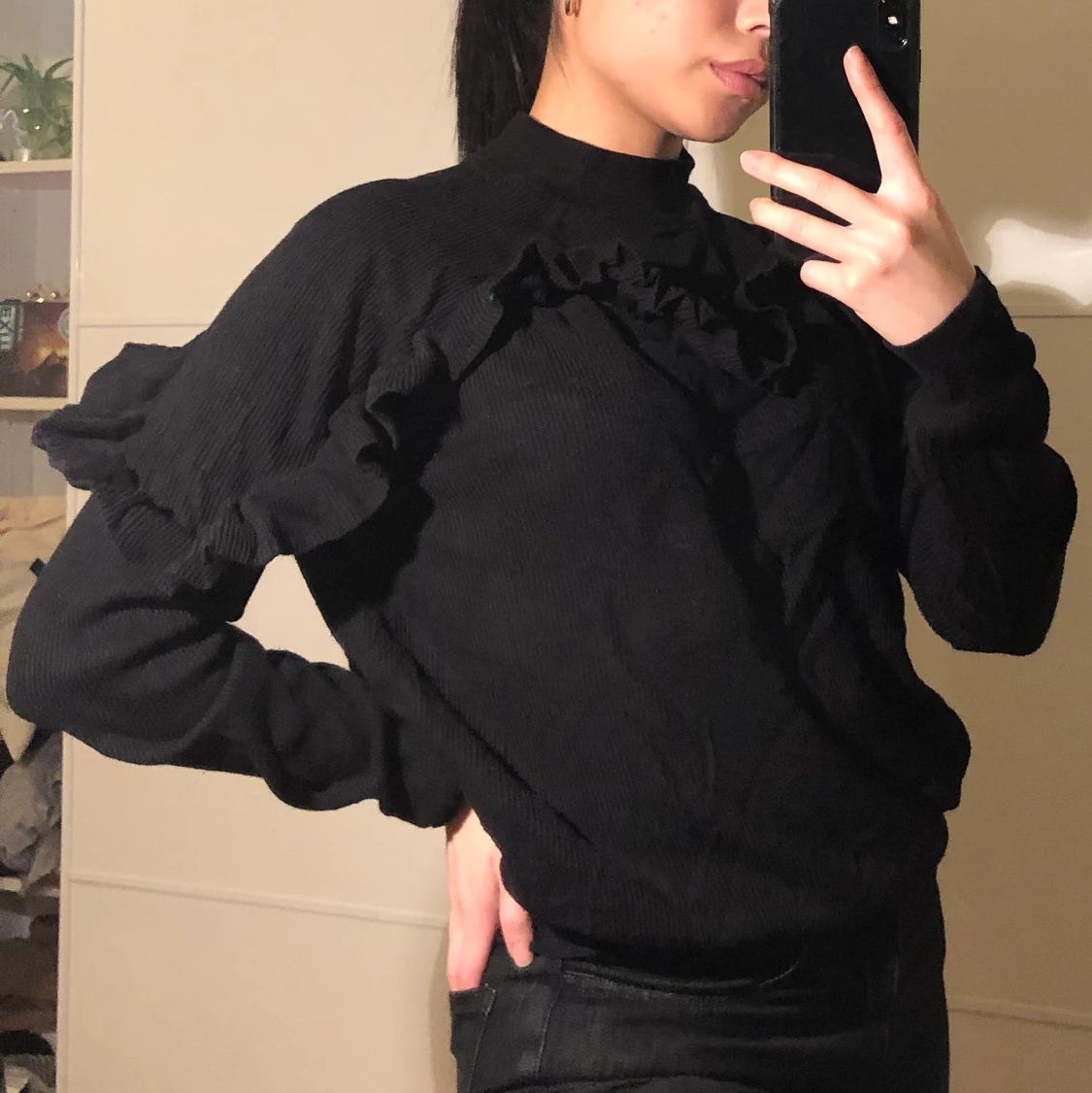 Svart stickad tröja XS  - 90