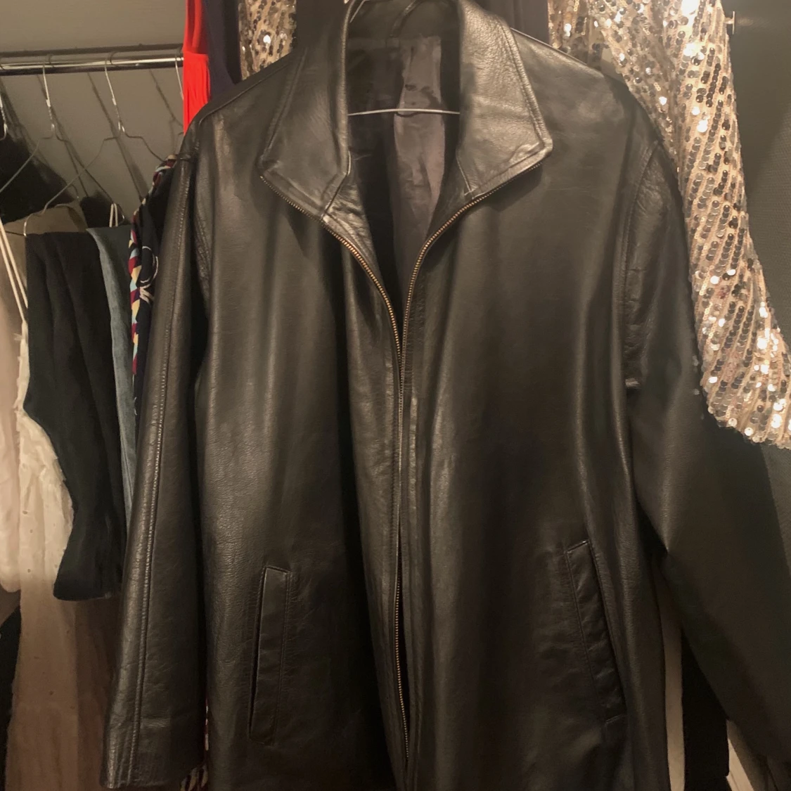 Vintage oversized läderjacka - 90